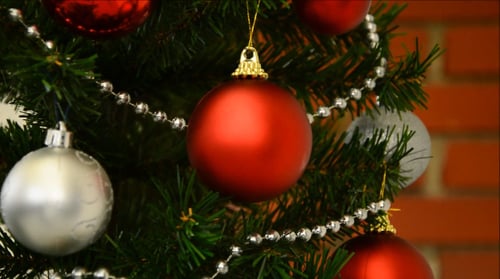 Christmas Tree with Red and Silver Baubles