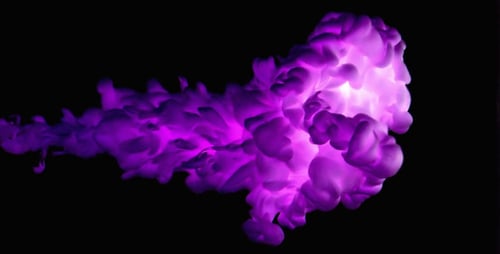 Purple Ink Swirling on Black Background
