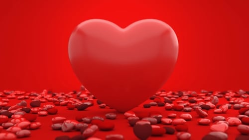 Modern Red Heart with Falling Hearts Background Animation