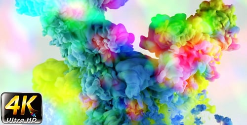 Colorful Paint Ink Drops Splash in Underwater 45