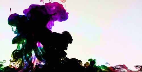 Colorful Ink Swirling in Water Abstract Background