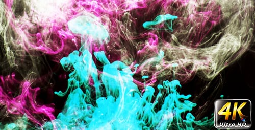Colorful Paint Ink Drops Splash in Underwater 52