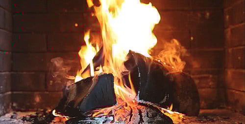 Fire Burning in the Fireplace
