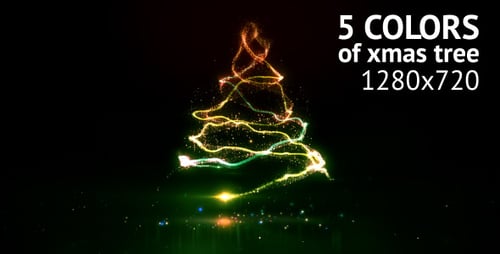 Glowing Particle Christmas Tree Formation Animation