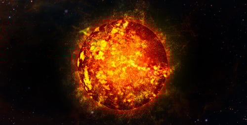 Animated Fiery Space Star with Abstract Particle Energy