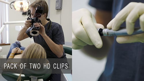 Gloved Hands Prepare Dental Drill in Clinic