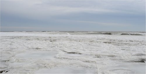 Icy Beach on Overcast Day