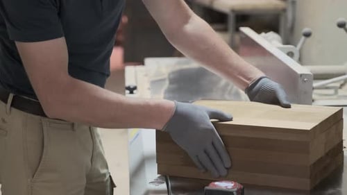 Wooden Furniture Details in Hands of Carpenter