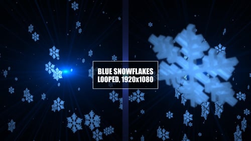 Animated Blue Snowflakes Falling Winter Loop Background