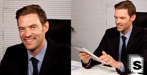 Adult Man Working on Tablet at Desk