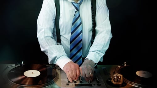 Very Funky Elderly Grandpa Dj Mixing Records 19