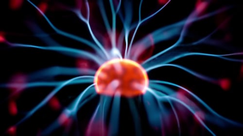Abstract Electric Plasma Ball Display in the Dark