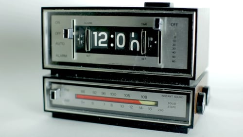 Vintage Flip Clock Radio Displays Time