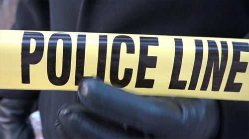 Police Line Crime Scene Tape in the Woods