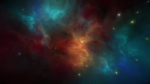 Colorful Cosmic Nebula with Twinkling Stars Background