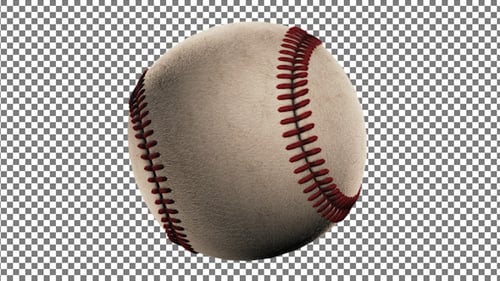 Animated 3D Baseball Ball Rotating on Alpha Channel Loop
