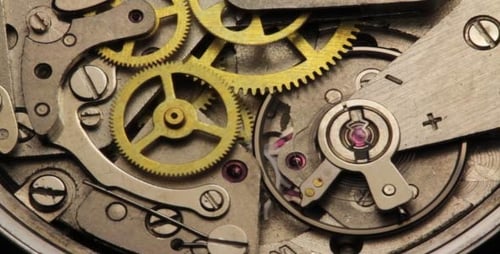 Mechanical Clockwork Gears Turning in Intricate Detail