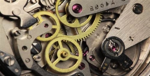 Watch Internal Mechanism Close-Up: Gears in Motion