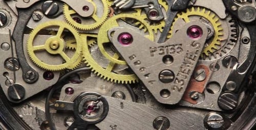 Close Up of Intricate Watch Gears Working