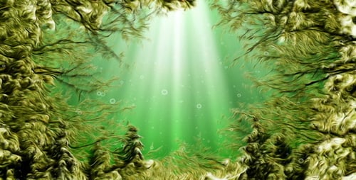 Fluid Underwater Green Environment with Light Rays Background Loop