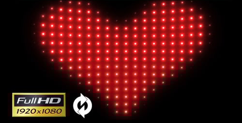 Animated Glowing Red Heart Dot Pattern Loop