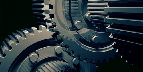 Rotating Metallic Gears, Animated Technology Background