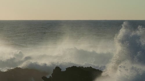 Waves Atlantic Ocean Breaking onto Rocks