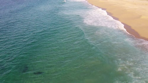 Waves Crashing on Beach, Aerial View