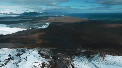 Aerial View of the Glaciers and Snowy Mountains in Iceland