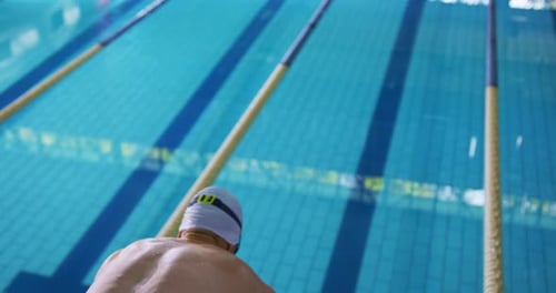 Swimmer training in a swimming pool