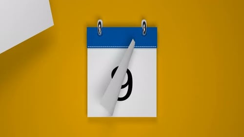 Animated 3D Calendar with Flipping Pages Showing Dates