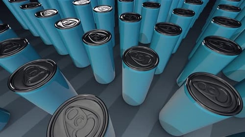 A Lot Of Energy Drink Cans In A Row 4k