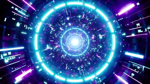 Abstract Futuristic Digital Tunnel Neon Loop Background
