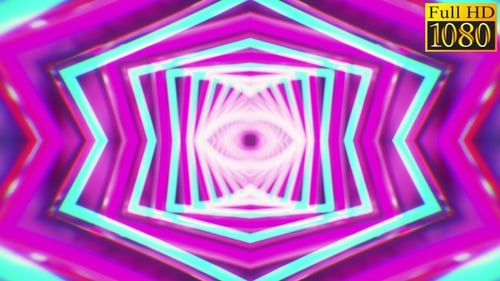 Neon Glowing Geometric Tunnel Loop Background