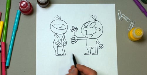 The Man Draws a Black Handle Fantastic Creature