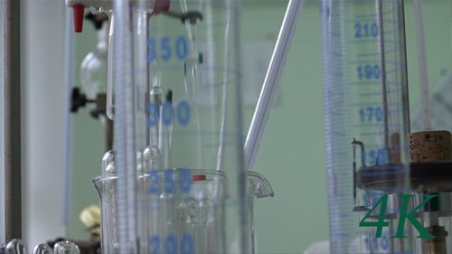 Laboratory Glassware with Measurement Markings in Sterile Setting