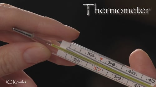 Glass Thermometer Displaying Fever Temperature in Hand
