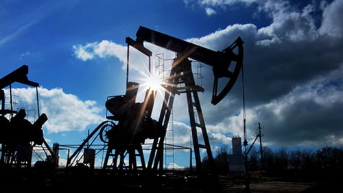 Oil Pump Jacks Extracting Oil on Sunny Day