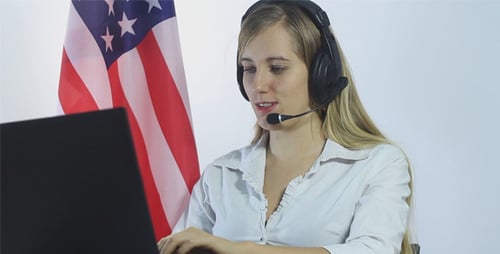 American Call Center Operator Talking With Client