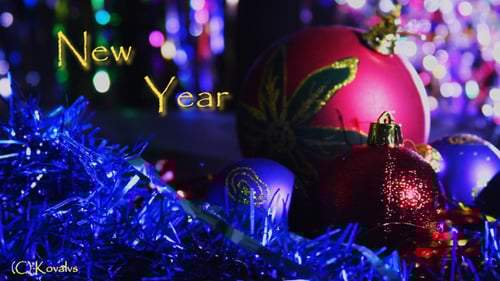 Festive Christmas Ornaments with Blue Garland Decorations