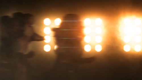 Hurrying Fans - Stadium Lights - Running Crowd