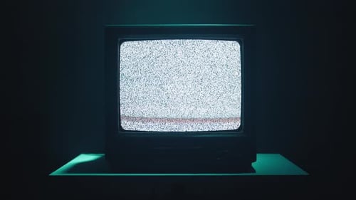 Old Television Static in Dark Room