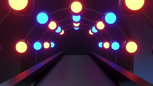 Futuristic Neon Tunnel with Pulsating Lights Animation