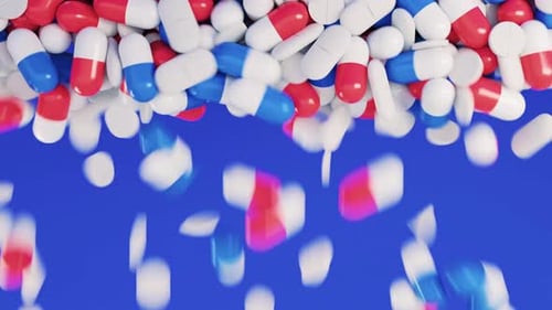 Falling Pills and Capsules Medical Background Animation