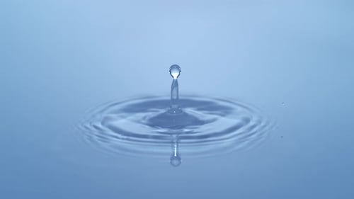 Water Drop Impact Creating Ripples in Slow Motion