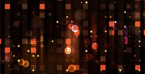 Abstract Glowing Squares and Bokeh Particles Background