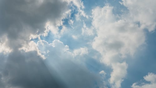Dynamic Clouds Moving in Sunny Blue Sky Time Lapse