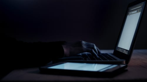 Working Laptop In Night
