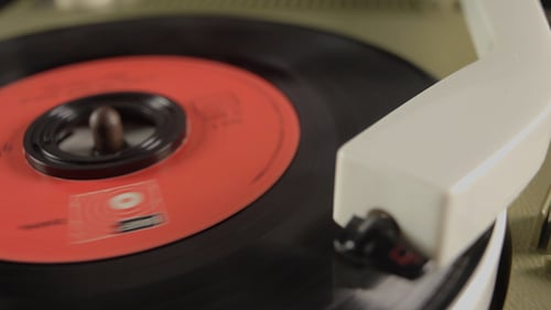 Close Up of Vintage Record Player Spinning