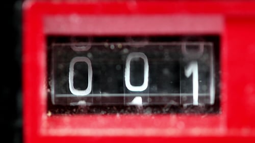 Macro of Odometer Numbers Increasing Rapidly